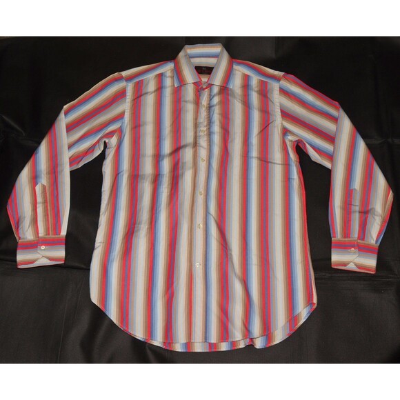 Etro Milano Men's Made In Italy Long Sleeve Button Front Striped Shirt Size 40 - Picture 3 of 8